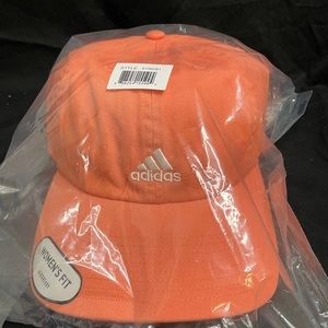 New Adidas Women's Saturday Relaxed Fit Adjustable Hat CORAL FUSION PINK/ WHITE
